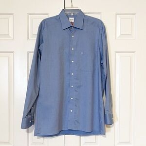 OLYMP Luxor Men’s Dress Shirt Blue Button Down 16.5 / 42 100% Cotton Long Sleeve